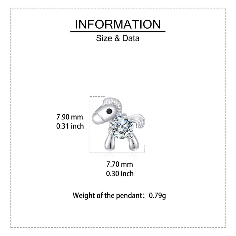 925 Sterling Silver Whimsical Silver Horse Stud Earrings With Zircon Accents