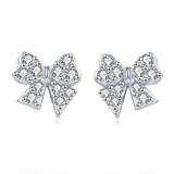 925 Sterling Silver Elegant Butterfly Zircon Earrings On Dark Blue Velvet Background