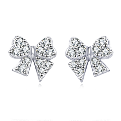 925 Sterling Silver Elegant Butterfly Zircon Earrings On Dark Blue Velvet Background