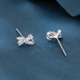 925 Sterling Silver Elegant Zircon Bow Earrings In Sterling Silver ¨C Luxury Fashion Accessory