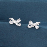 925 Sterling Silver Elegant Zircon Bow Earrings In Sterling Silver ¨C Luxury Fashion Accessory