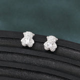 925 Sterling Silver Elegant Floral Zircon Halo Cluster Earrings In Plated with White Gold