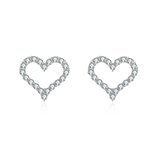 925 Sterling Silver Elegant Heart-shaped Zircon Accent Silver Stud Earrings