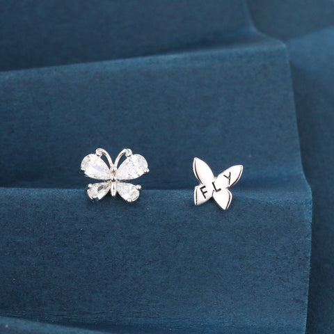 925 Sterling Silver Elegant Zircon Floral Stud Earrings