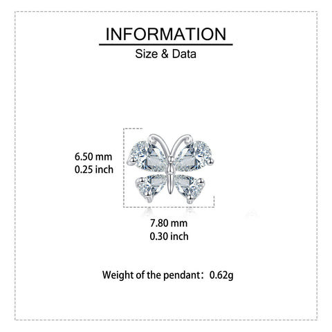 925 Sterling Silver Elegant Butterfly Zircon Earrings With Heart-shaped Gems In Sterling Silver