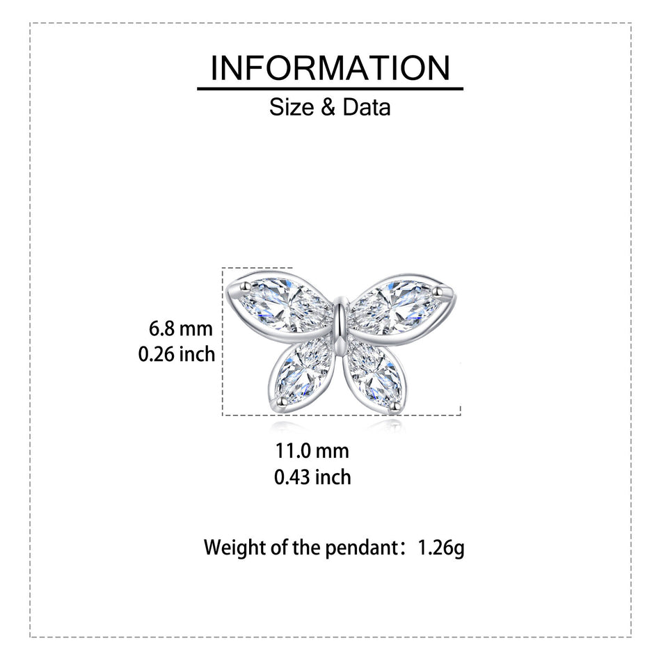 925 Sterling Silver Elegant Butterfly Crystal Stud Earrings In Sterling Silver