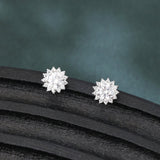 925 Sterling Silver Elegant Silver Floral Zircon Earrings - Luxury Studs