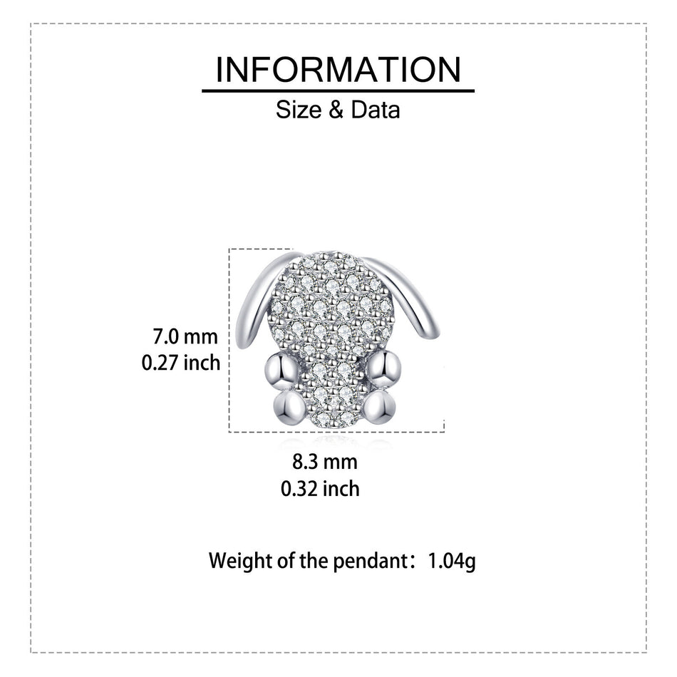 925 Sterling Silver Adorable Zircon-encrusted Bunny Stud Earrings