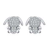 925 Sterling Silver Adorable Zircon-encrusted Bunny Stud Earrings