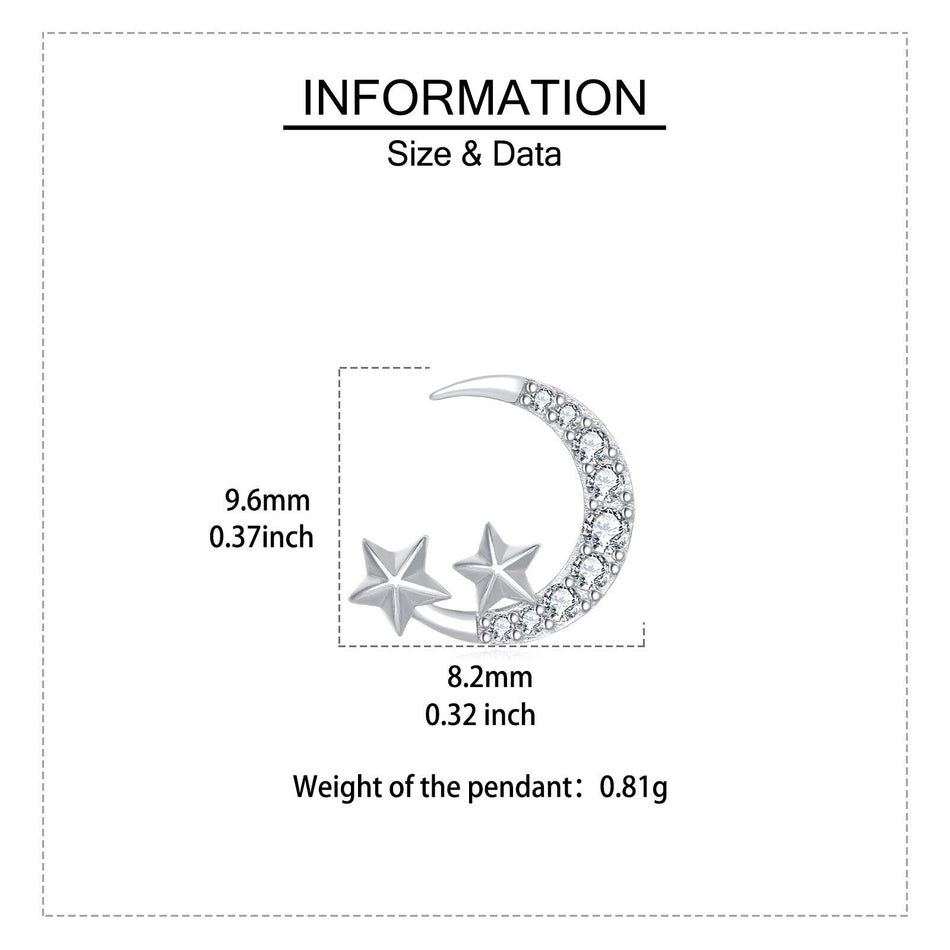 925 Sterling Silver Lunar Glamour: Celestial Silver Earrings With Zircon Stars