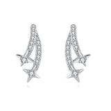 925 Sterling Silver Elegant Stellar Zircon-encrusted Silver Drop Earrings