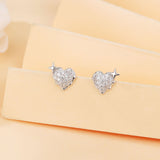 925 Sterling Silver Heart-shaped Zircon Earrings With Star Accent