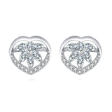925 Sterling Silver Eternal Love Zircon Heart Earrings In Plated with White Gold