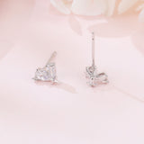 925 Sterling Silver Elegant Silver Star Stud Earrings With Clear Gemstone Accents