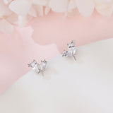 925 Sterling Silver Elegant Silver Star Stud Earrings With Clear Gemstone Accents