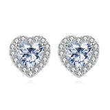 925 Sterling Silver Eternal Love Heart-shaped Zircon Earrings With Sparkling Accents