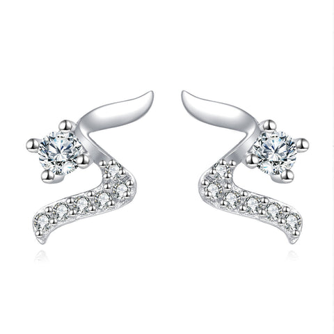 925 Sterling Silver Elegant Zircon Wing Earrings: Luxurious Statement Jewelry