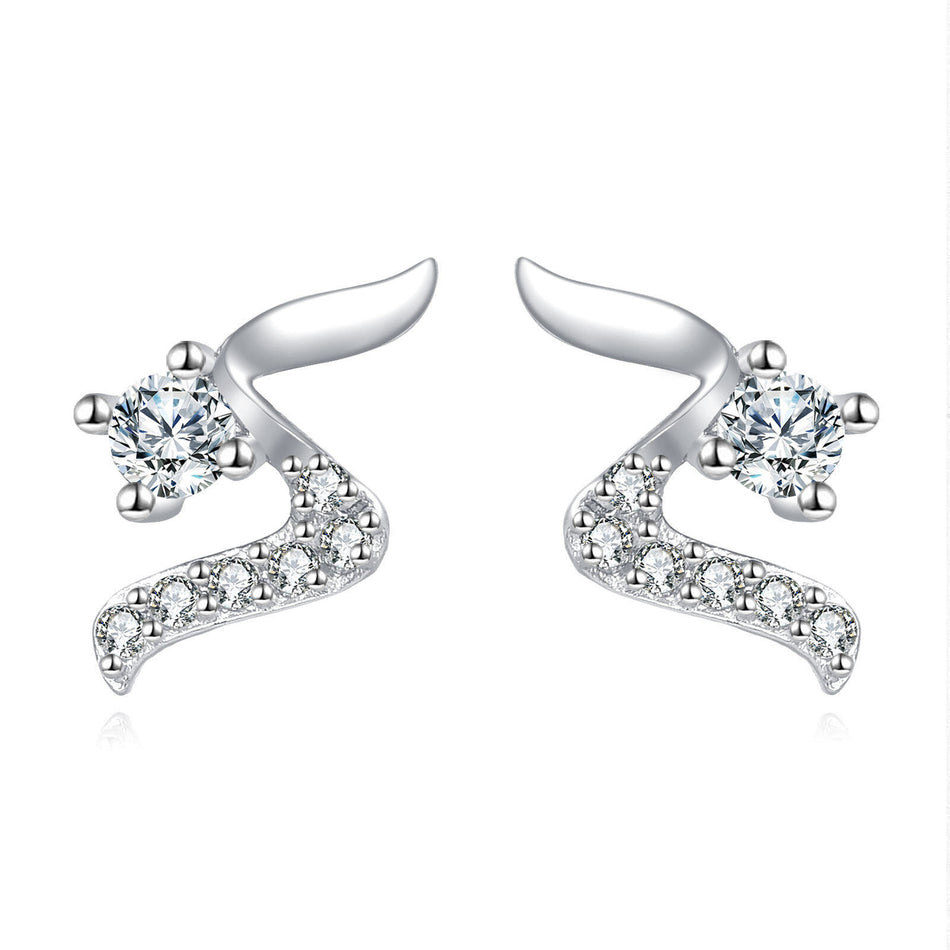 925 Sterling Silver Elegant Zircon Wing Earrings: Luxurious Statement Jewelry