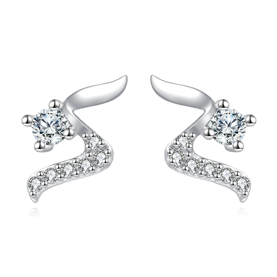 925 Sterling Silver Elegant Zircon Wing Earrings: Luxurious Statement Jewelry
