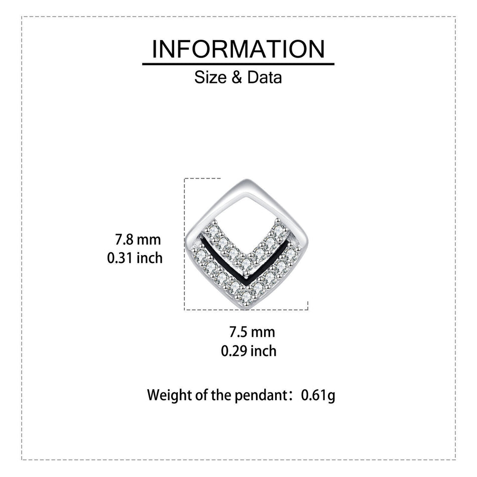 925 Sterling Silver Elegant Square Zircon Earrings With Black Enamel Accents In Sterling Silver