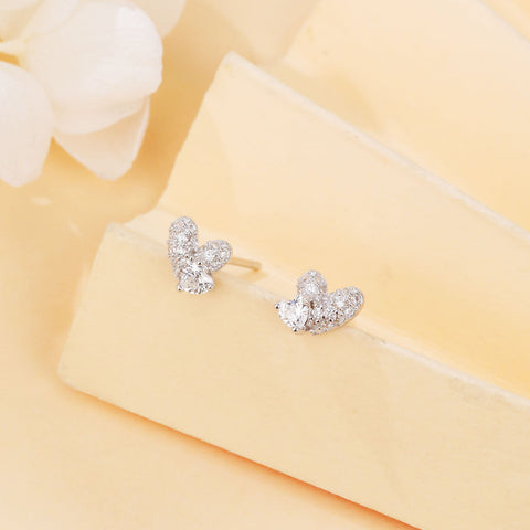 925 Sterling Silver Luxury Heart-shaped Zircon-studded Stud Earrings