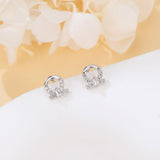925 Sterling Silver Elegant Sterling Silver Bow-shaped Earrings With Zircon Accents