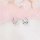 925 Sterling Silver **title:** Elegant Horseshoe Zircon Stud Earrings In Sterling Silver