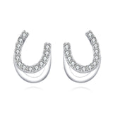 925 Sterling Silver **title:** Elegant Horseshoe Zircon Stud Earrings In Sterling Silver