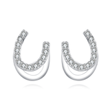 925 Sterling Silver **title:** Elegant Horseshoe Zircon Stud Earrings In Sterling Silver