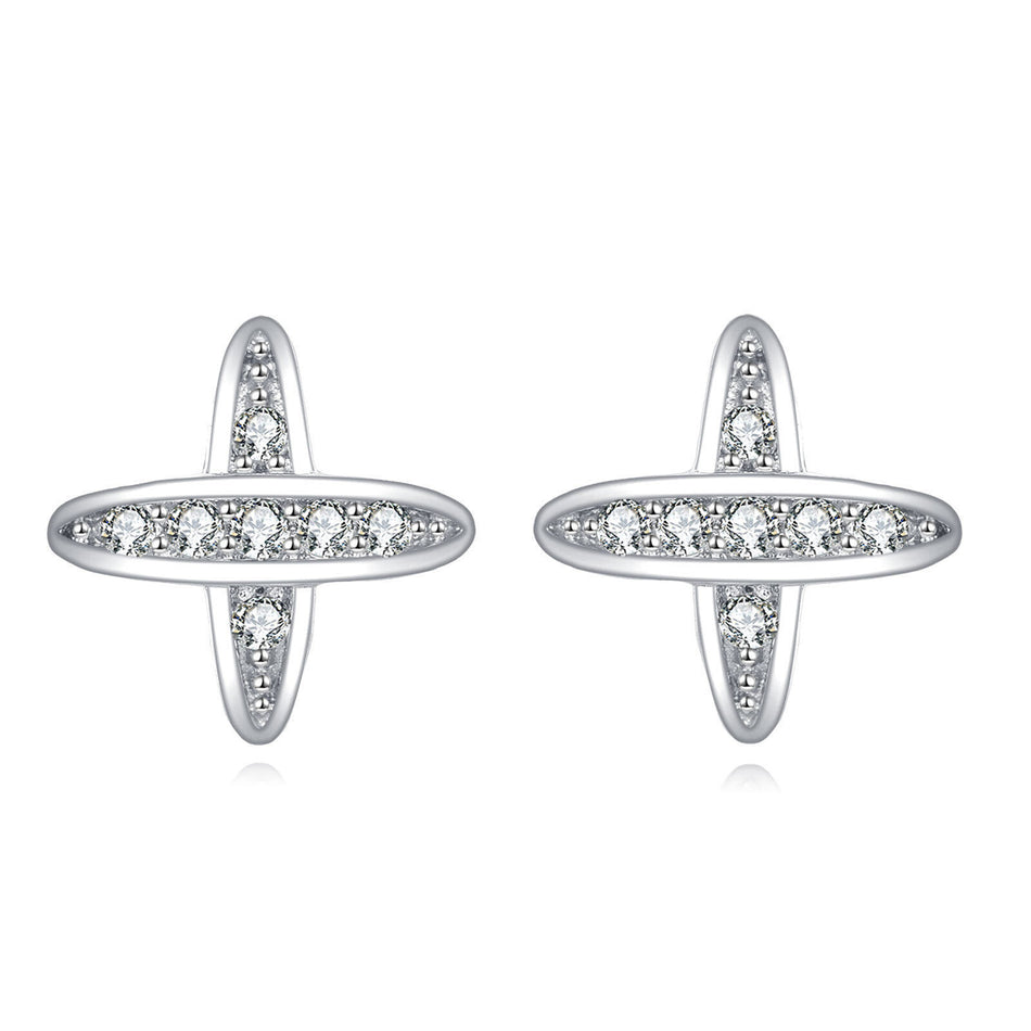 925 Sterling Silver Elegant Zircon Earrings With Symmetrical Prong Setting