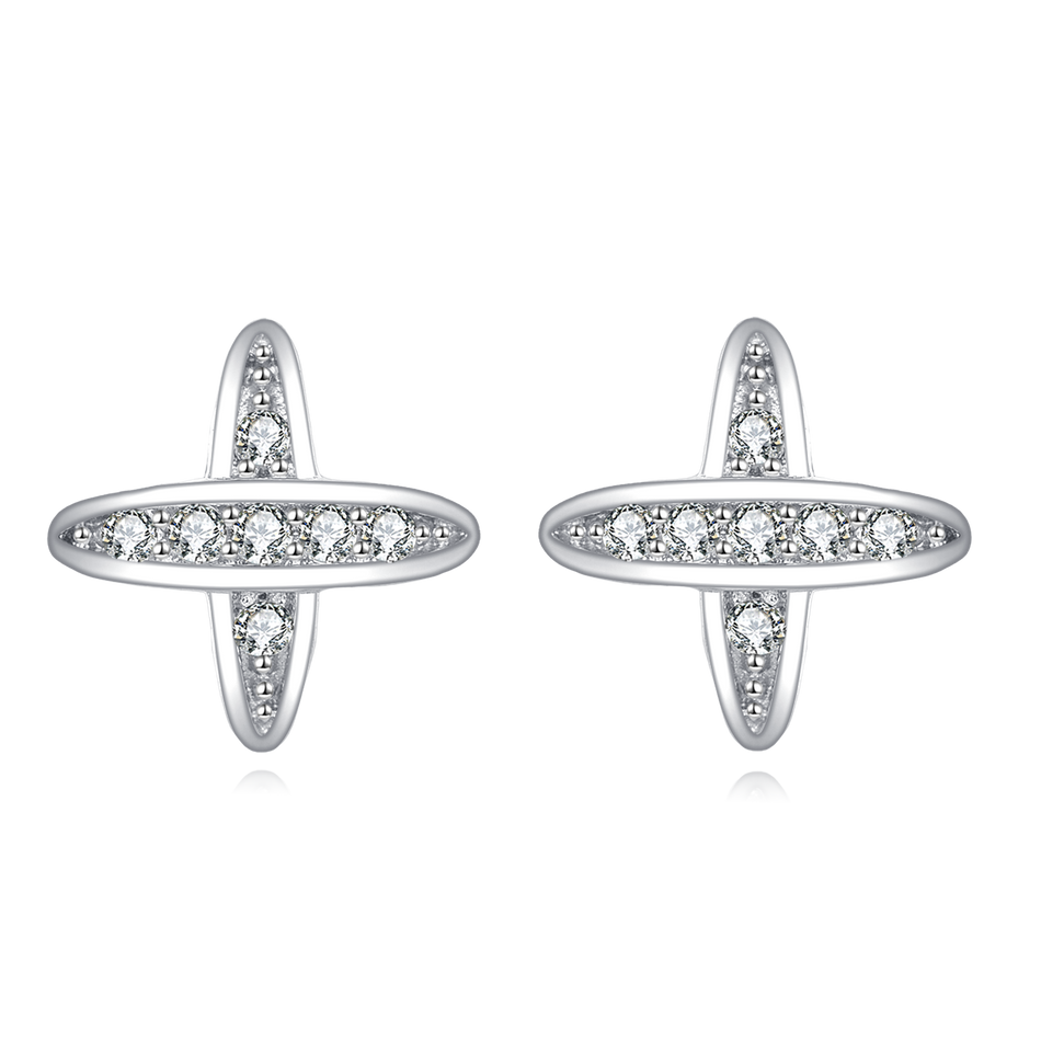 925 Sterling Silver Elegant Zircon Earrings With Symmetrical Prong Setting