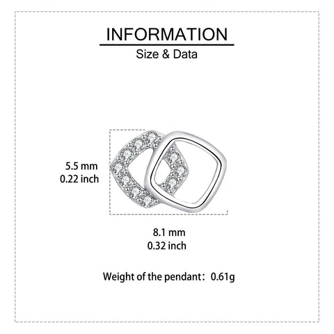 925 Sterling Silver Elegant Geometric Zircon Accent Interlocking Square Stud Earrings