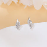 925 Sterling Silver **zircon Leaf Earrings In Sterling Silver: Modern Luxury Jewelry**