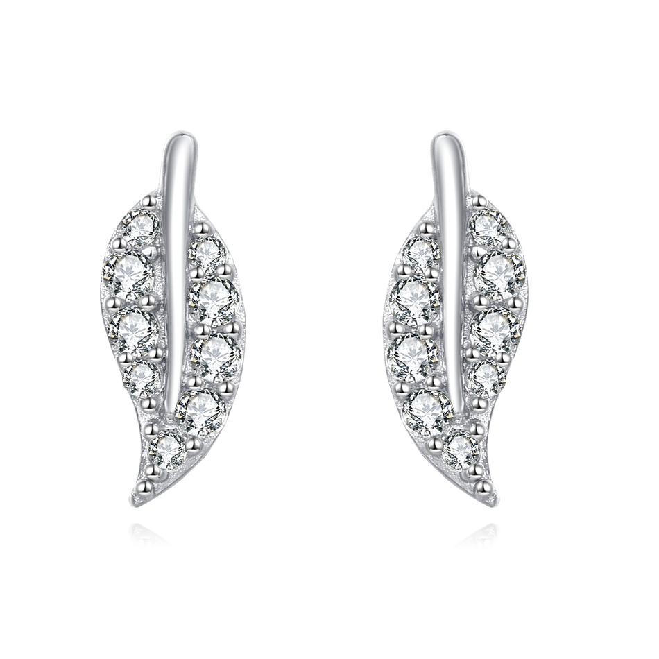 925 Sterling Silver **zircon Leaf Earrings In Sterling Silver: Modern Luxury Jewelry**