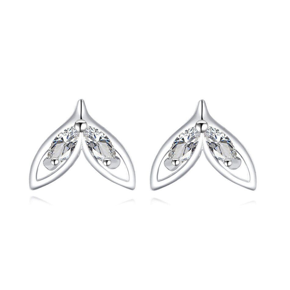 925 Sterling Silver Elegant Silver Stud Earrings With Marquise Zircons - Timeless Sophistication