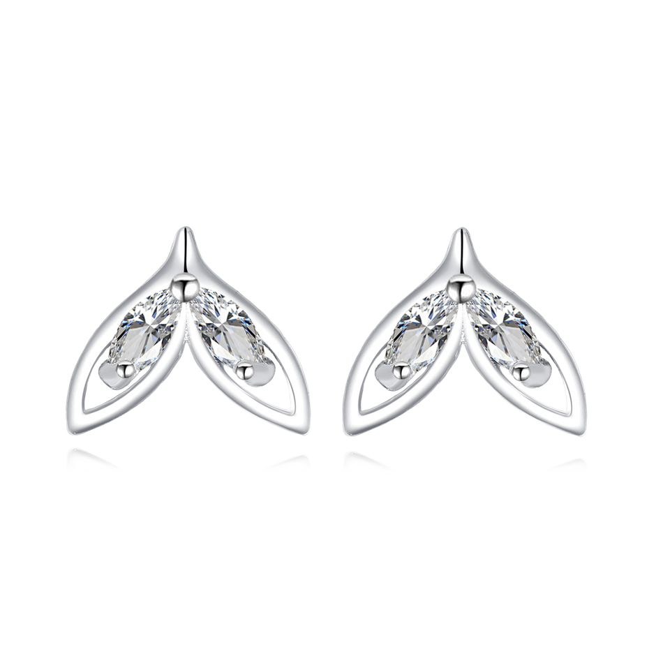 925 Sterling Silver Elegant Silver Stud Earrings With Marquise Zircons - Timeless Sophistication