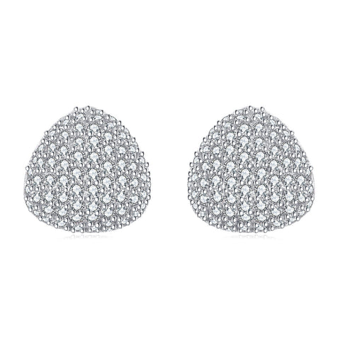 925 Sterling Silver  Zircon Pav¨¦ Stud Earrings In Plated with White Gold