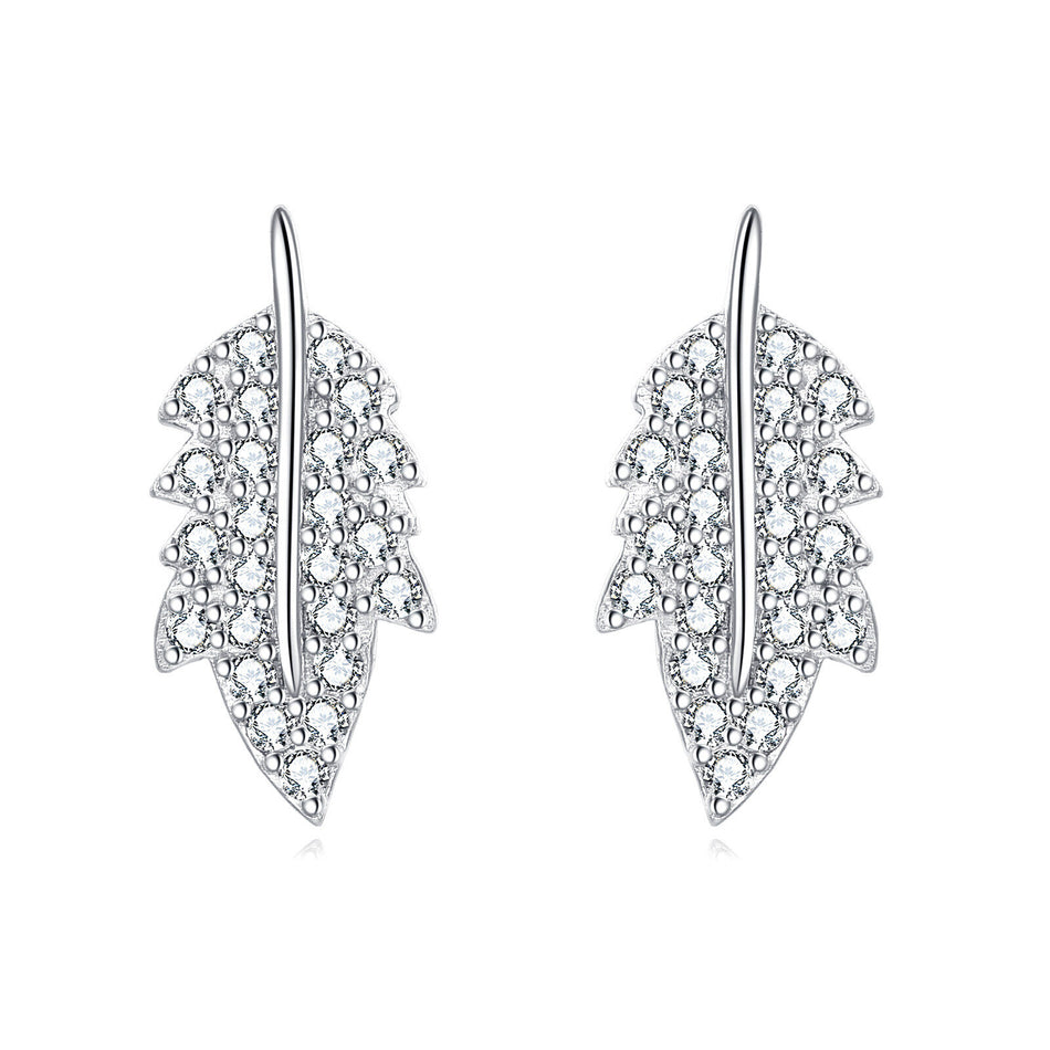 925 Sterling Silver Elegant Zircon Leaf Earrings: A Symphony Of Luxury And Nature