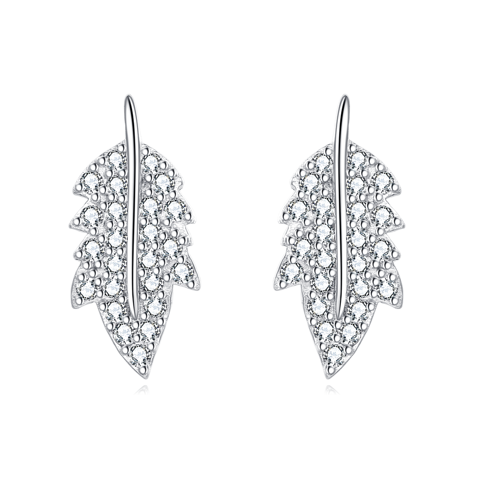 925 Sterling Silver Elegant Zircon Leaf Earrings: A Symphony Of Luxury And Nature