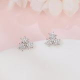925 Sterling Silver Elegant Starburst Zircon Stud Earrings In Sterling Silver