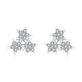 925 Sterling Silver Elegant Starburst Zircon Stud Earrings In Sterling Silver