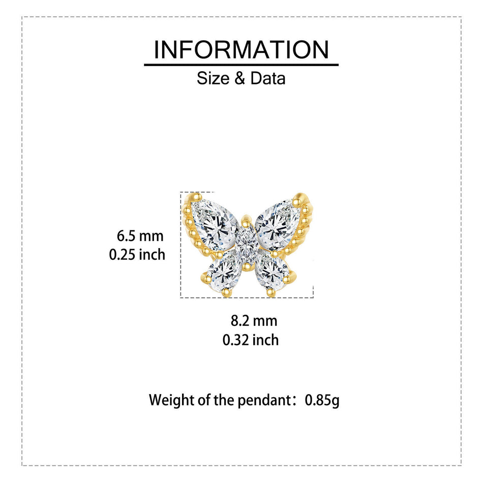 925 Sterling Silver Elegant Butterfly Zircon Earrings With Golden Accents