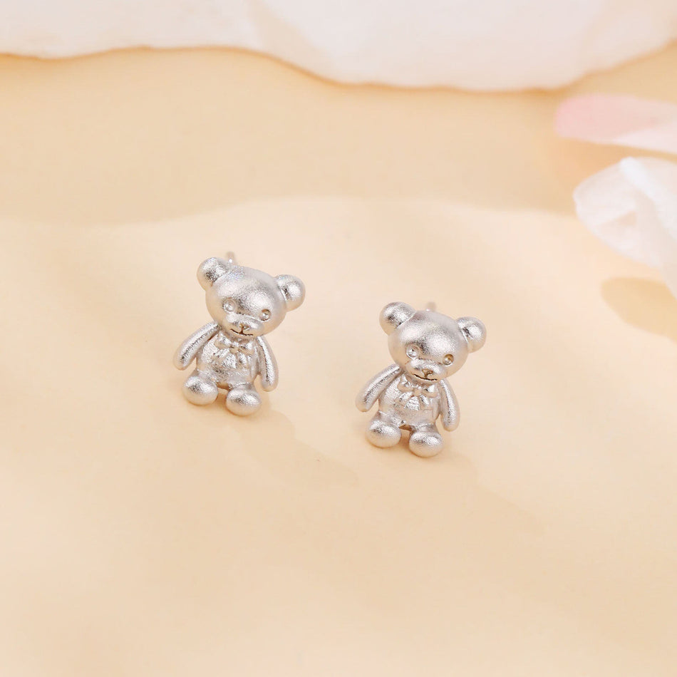 925 Sterling Silver Silver Teddy Bears With Bow Ties: Elegant Decorative Figurines
