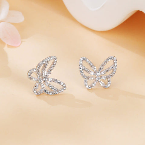 925 Sterling Silver **stunning Zircon Butterfly Earrings: Elegant Jewelry For Special Occasions**