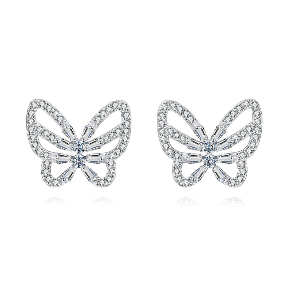 925 Sterling Silver **stunning Zircon Butterfly Earrings: Elegant Jewelry For Special Occasions**