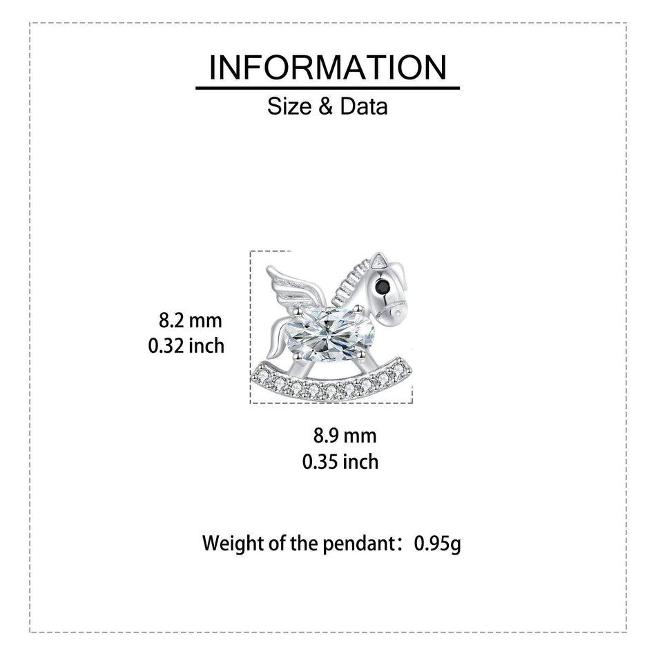 925 Sterling Silver **zircon Unicorn Rocking Horse Earrings In Sterling Silver**