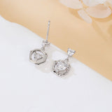 925 Sterling Silver Elegant Heart-shaped Zircon Earrings With Halo Setting In Plated with White Gold