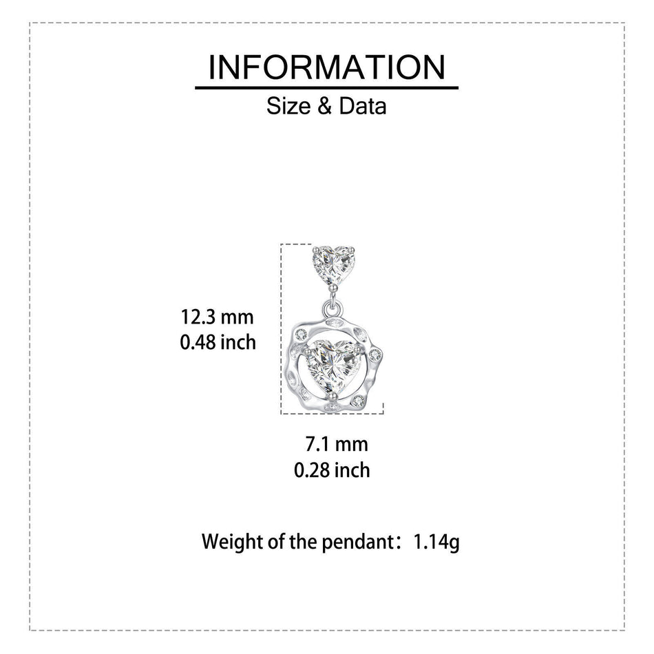 925 Sterling Silver Elegant Heart-shaped Zircon Earrings With Halo Setting In Plated with White Gold