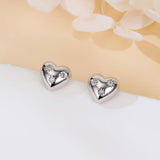 925 Sterling Silver Elegant Heart-shaped Zircon Stud Earrings With Starburst Design