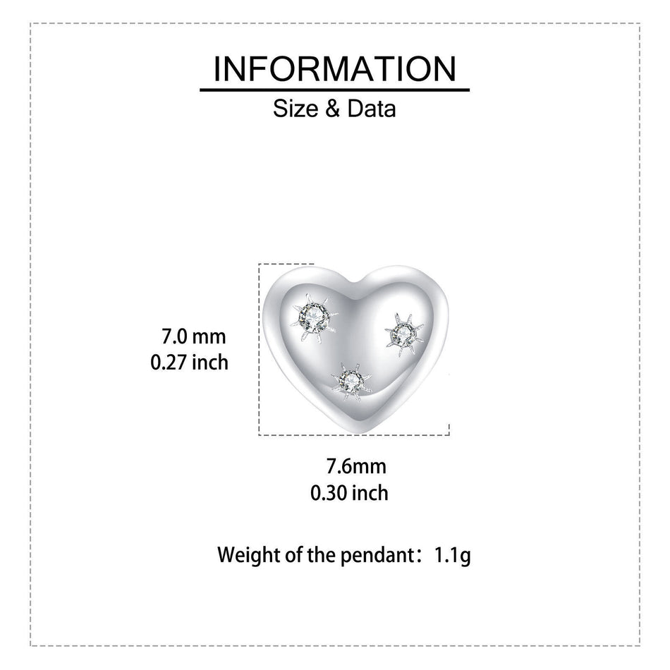 925 Sterling Silver Elegant Heart-shaped Zircon Stud Earrings With Starburst Design